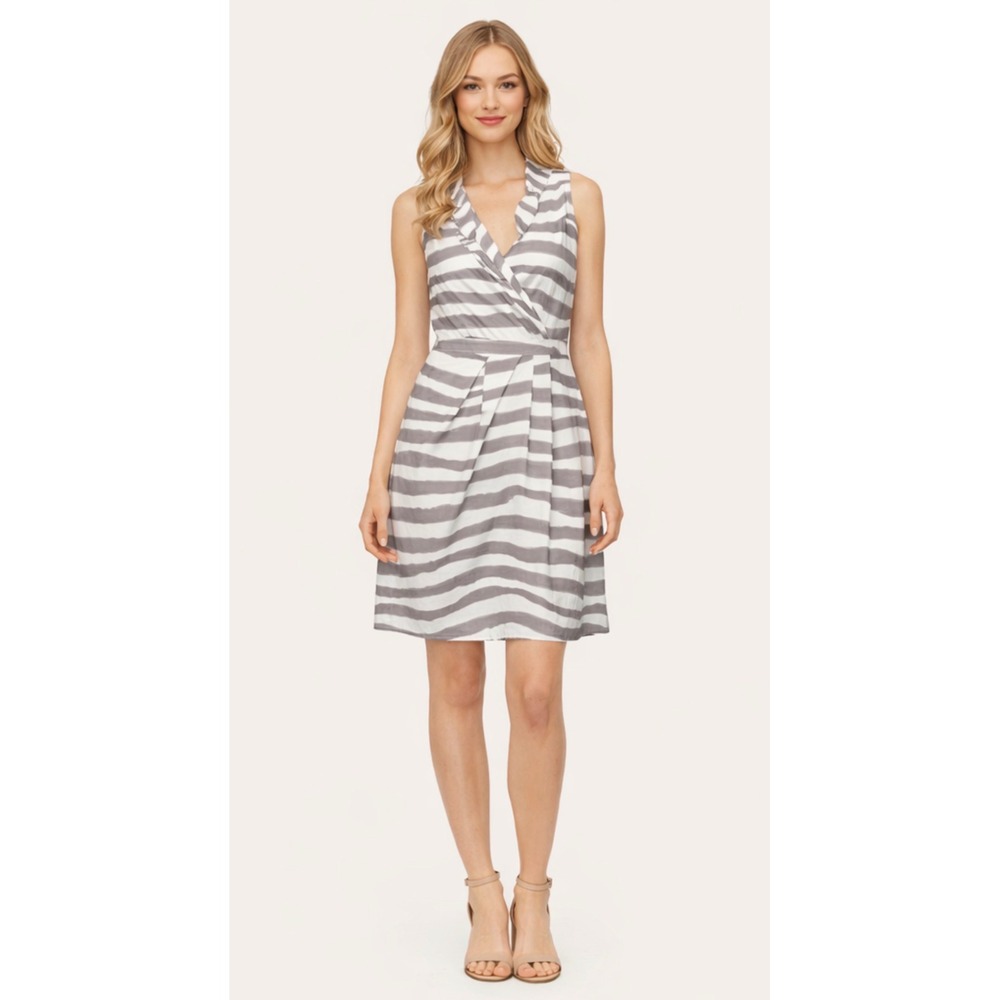 J.Crew Gray & White Striped Dress | 100%‎ Cotton | Size 10